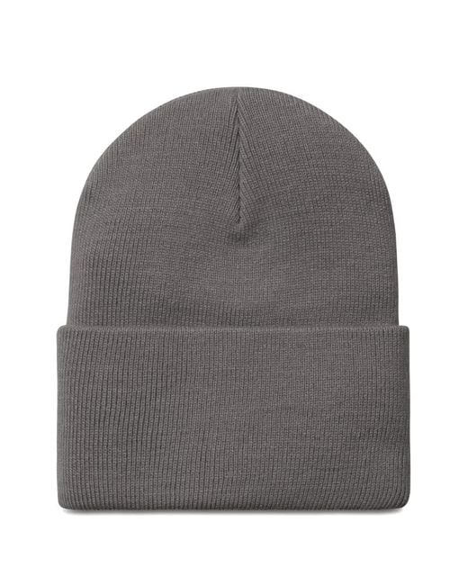 Carhartt Gray Logo-Patch Beanie Hat