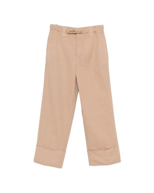 Twinset White Logo Belt Trousers