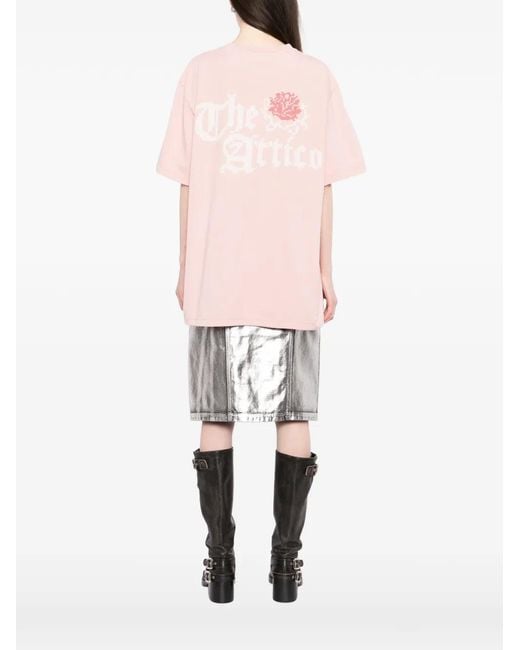 The Attico Pink Logo-Print T-Shirt