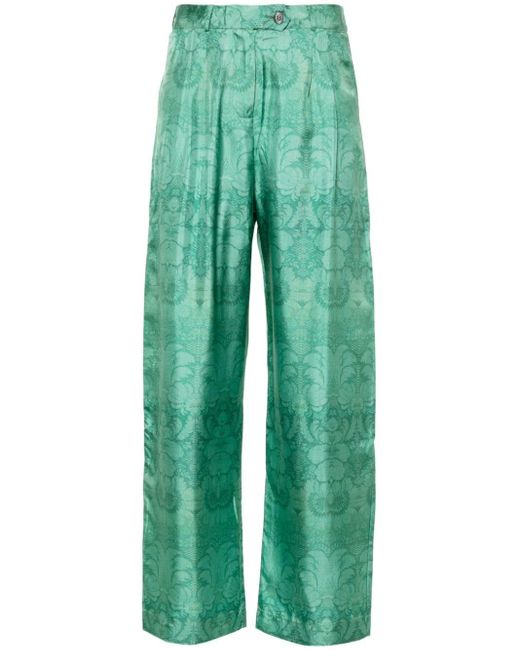 Pantalones anchos con motivo floral Pierre Louis Mascia de color Green