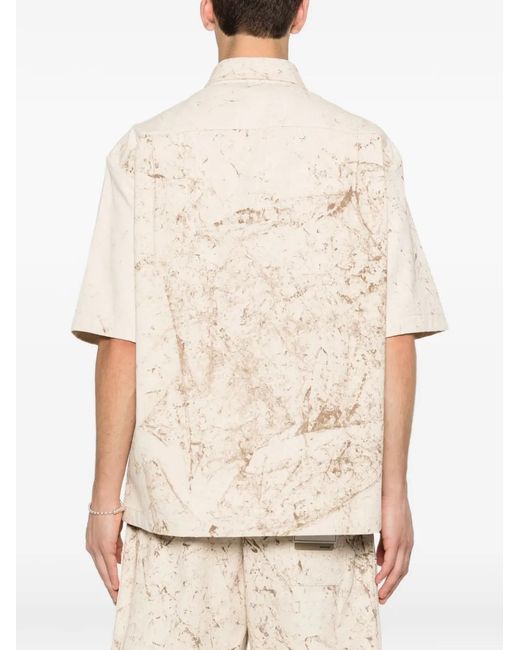 Yes London White Marbled-Print Pocket Shirt for men