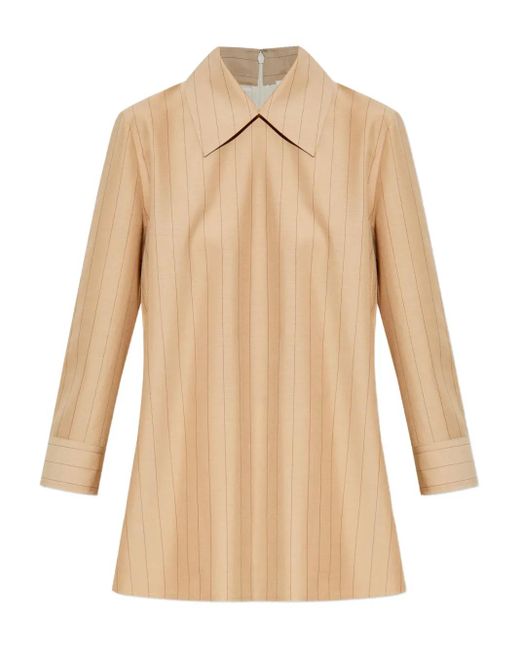 Jil Sander Natural Bluse mit Nadelstreifen