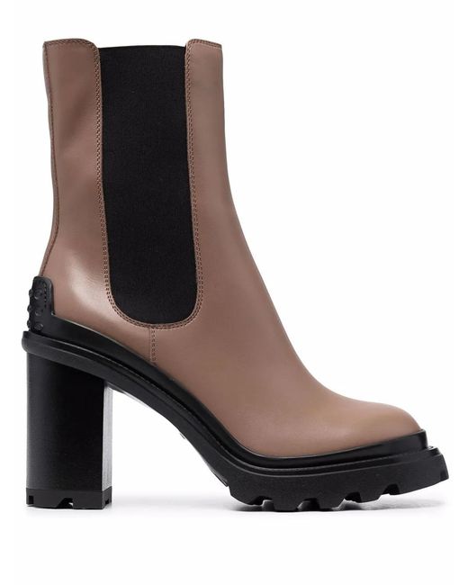 Tod's Brown Block-Heel Chelsea Boots
