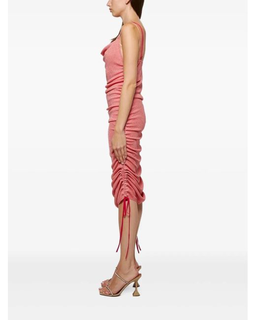 Dion Lee Red Ribbed Drawstring Dress