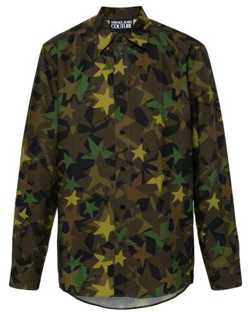 Camicia con stampa camouflage di Versace in Green da Uomo