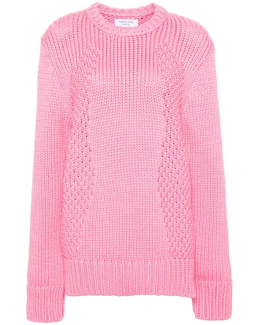 MARINE SERRE Pink Chunky Knit Sweater