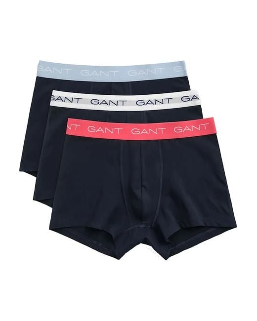 Gant Blue Logo Waistband Trunks (Set Of Three) for men