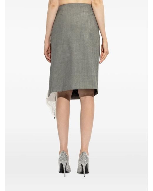 McQueen Gray Corset Lacing Panel Pencil Skirt