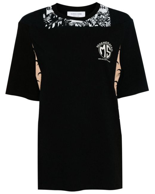 MARINE SERRE Logo-print Cotton T-shirt Black