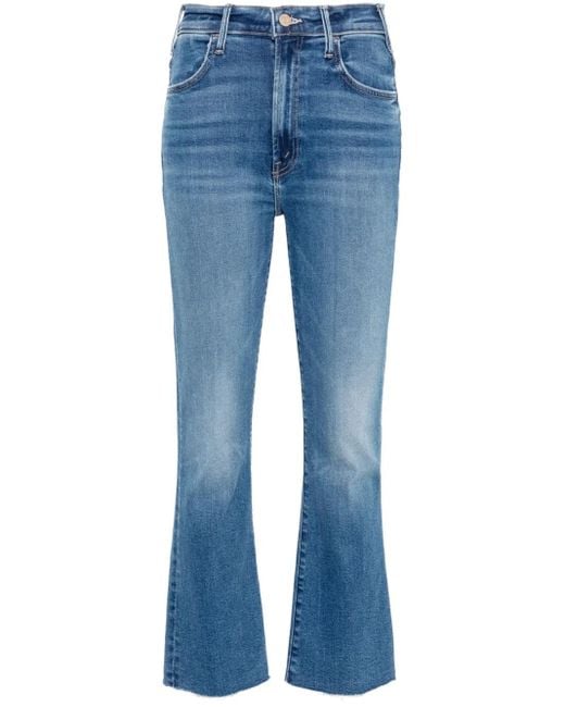 Mother Blue Halbhohe The Hustler Ankle Fray Bootcut-Jeans