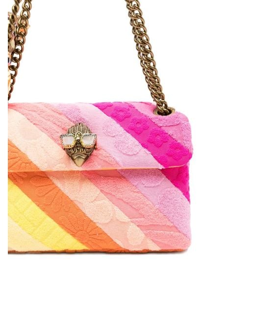 Kurt Geiger Pink Mini Kensington Striped Chain Shoulder Bag