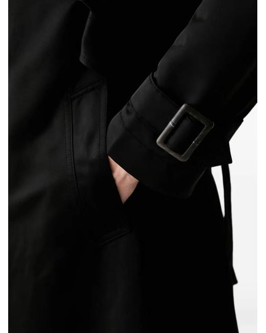 DKNY Black Quilted-Hood Double-Breasted Trench Coat
