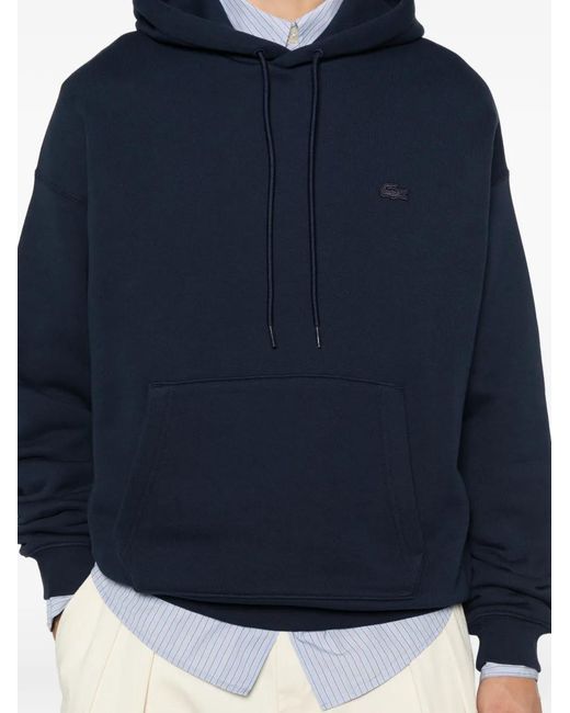 Lacoste Blue Logo-Patch Drawstring Hoodie