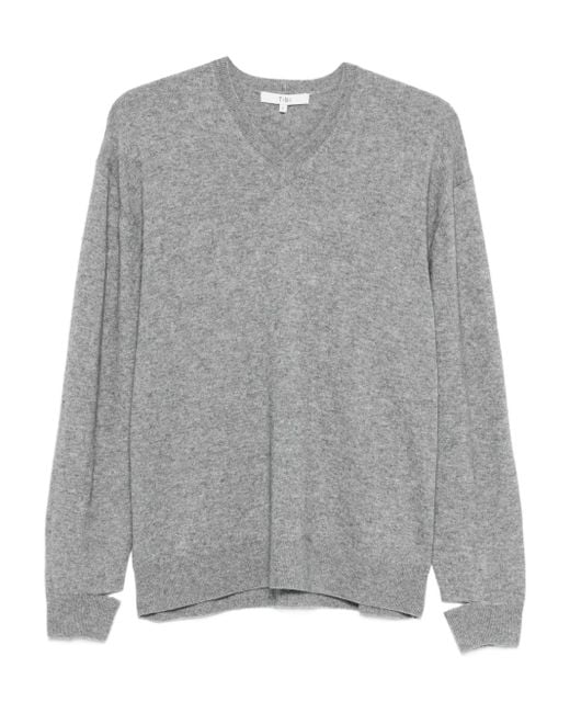 Tibi Gray V-Neck Split-Cuff Sweater