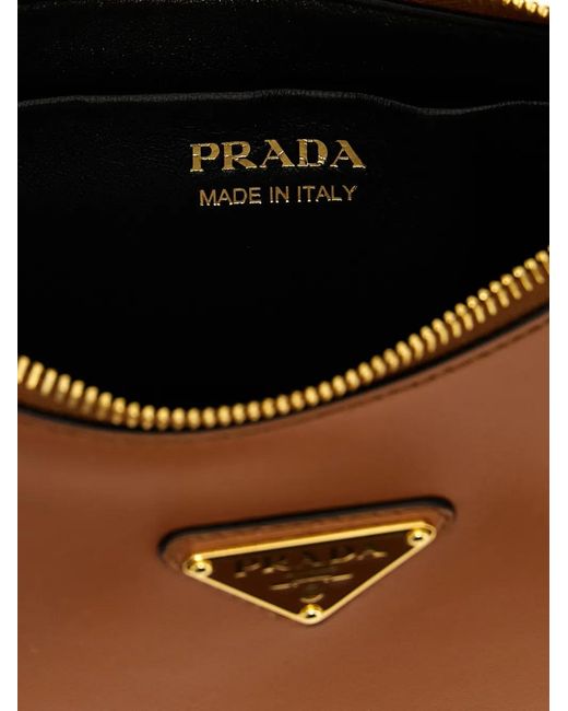 Prada Brown Arquè Adjustable Leather Shoulder Bag