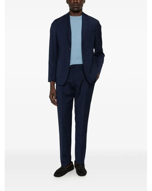 VELA SHOP Blue Single-Breasted Patch-Pocket Suit for men