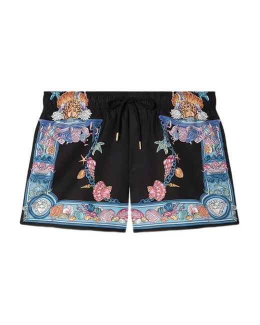 メンズ Versace Coral Theater トランクス水着 Black