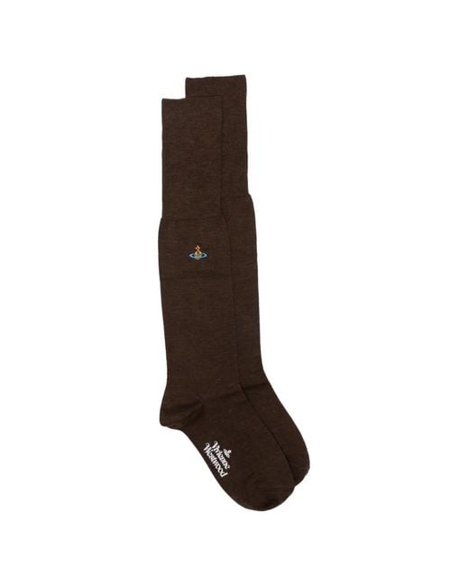 Vivienne Westwood Brown Orb-Embroidered Socks