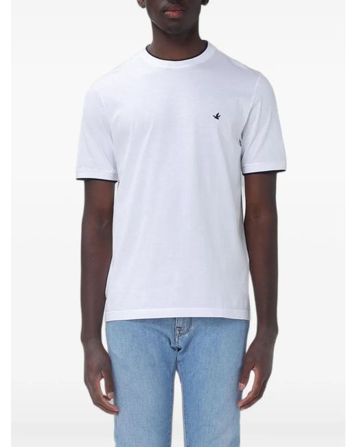 Brooksfield White Logo-Embroidered T-Shirt for men