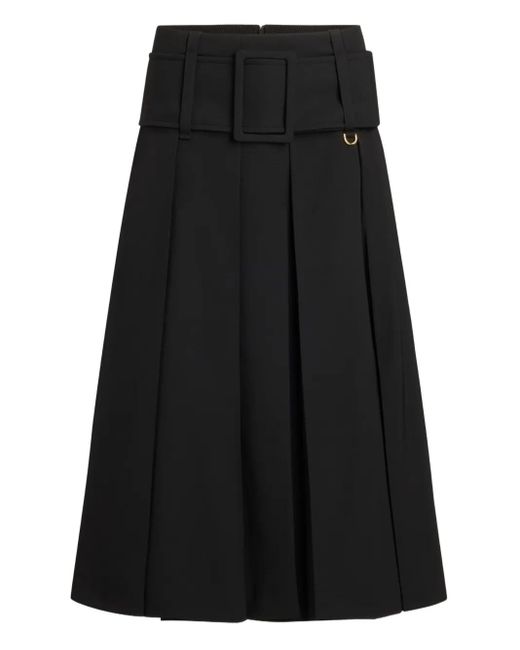 Patou ベルテッド プリーツスカート Black