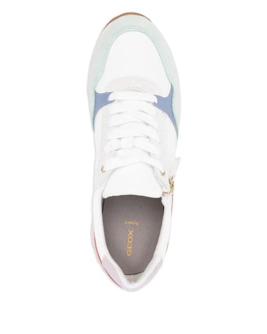 Geox White Bulmya Zip-Detail Panelled Sneakers