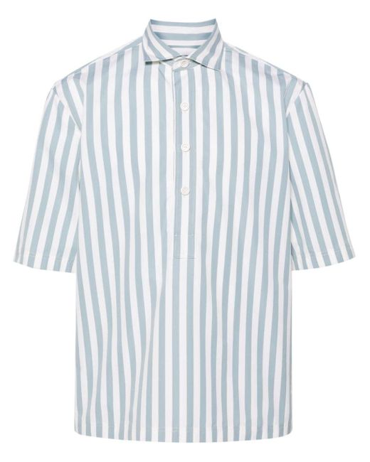 Lardini Blue Riceroa Striped Cotton Shirt for men