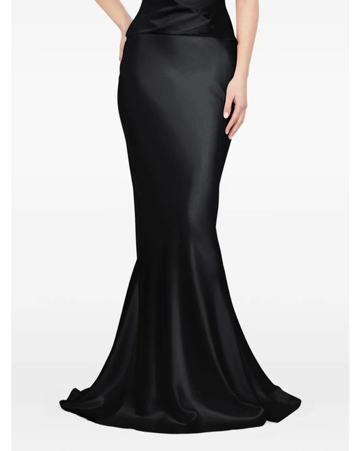ALEXIA & ANTONIA Black Bias-Cut Silk Maxi Skirt