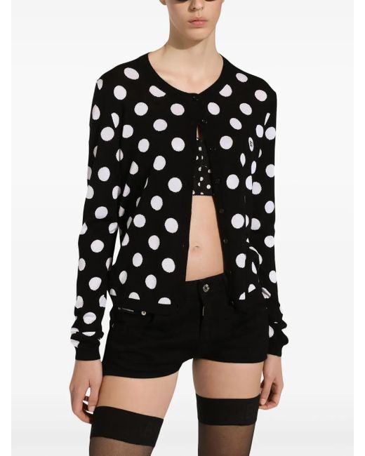 Dolce & Gabbana Polka-Dot Marquisette Corset Top in Black | Lyst