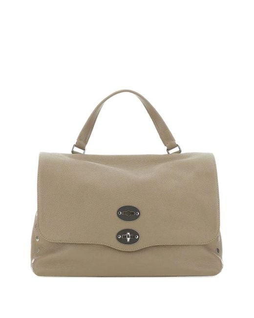 Borsa Tote Postina Piccola Con Borchie di Zanellato in Natural