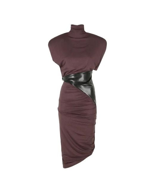 ANDAMANE Purple Ursula Draped Midi Dress