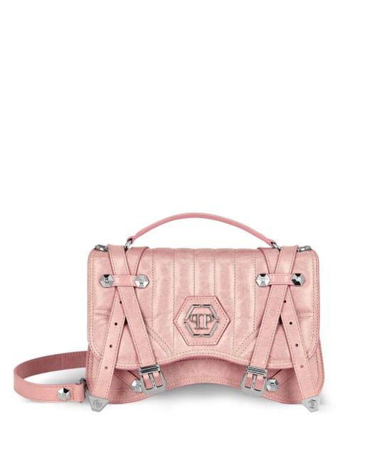 Philipp Plein Hexagon レザーハンドバッグ M Pink