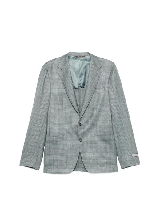 Canali Blue Blazer À Carreaux for men