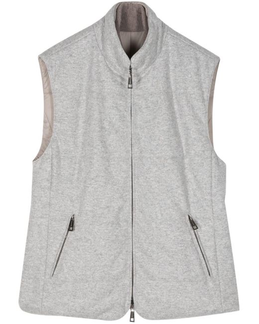 Cruciani Gray Zip-up Padded Gilet for men