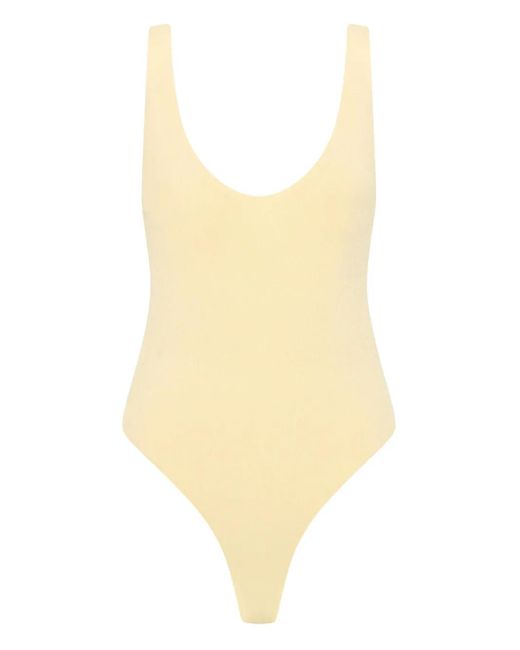 Rebecca Vallance White Arial Ribbed Scoop-Neck Bodysuit