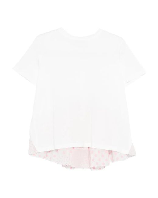 Parlor White Polka Dot Ruffled T-Shirt