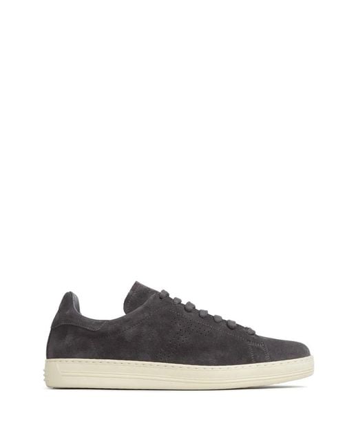 Tom Ford Black Baskets En Daim À Logo Perforé for men
