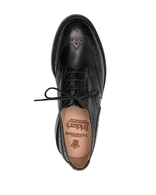 Tricker's Black Leather Brogue Lace-Up Dress Shoes for men