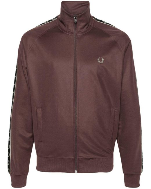 Fred Perry Brown Embroidered-logo Zip Up Sweatshirt for men