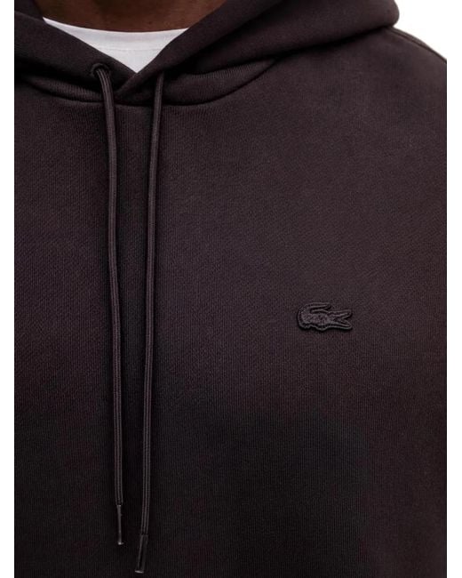 Logo-Patch Drawstring Hoodie Lacoste en coloris Black