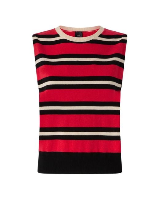 Pinko Red Striped Knitted Vest