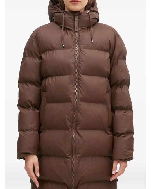 Rains Brown Hooded Padded Jacket