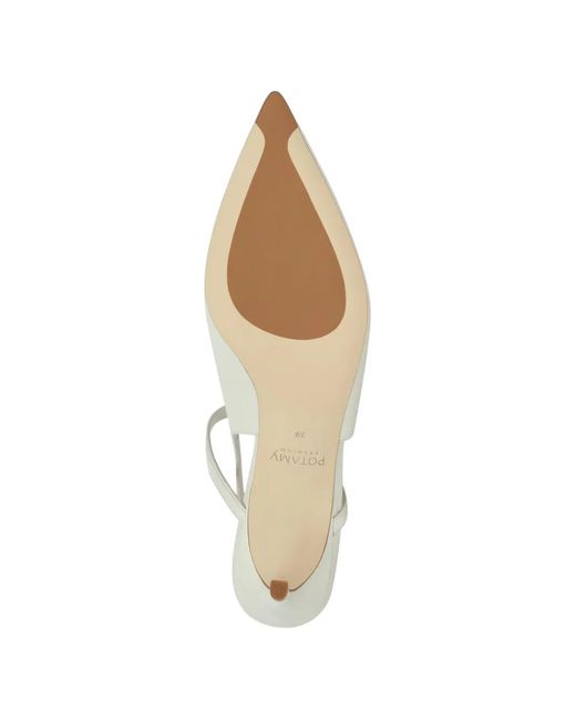POTAMY White Pointed Strap Pumps