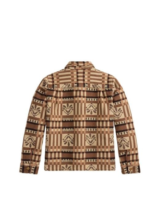 RRL Brown Patterned Check Shirt