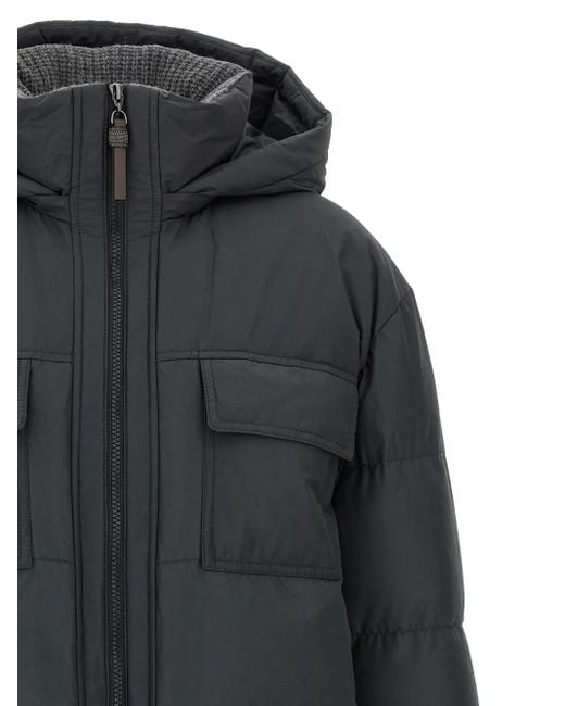 Brunello Cucinelli Black Quilted Padded Pocket Coat