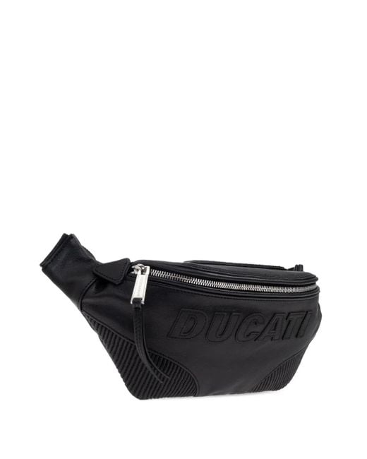 DSquared² Black X Ducati Embossed Zip Belt Bag for men