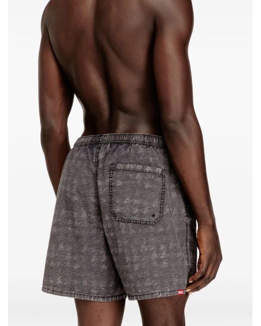DIESEL Gray Drawstring Denim-Effect Swim Shorts for men
