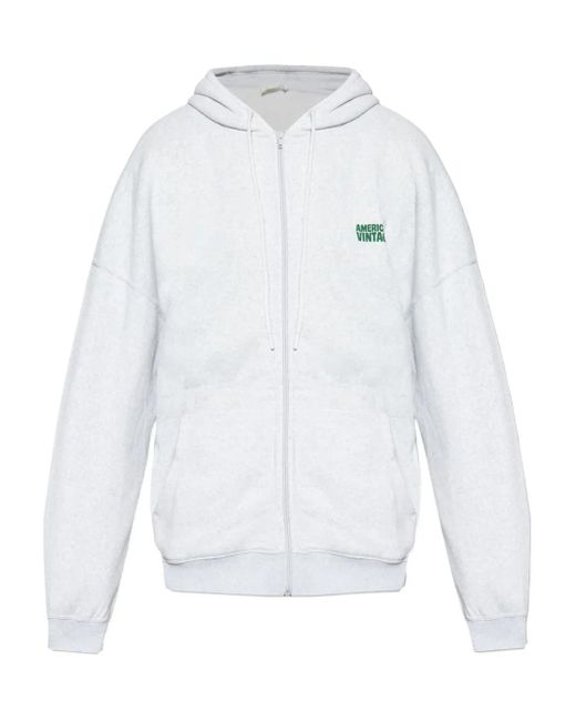 Sudadera con capucha y logo bordado American Vintage de hombre de color White