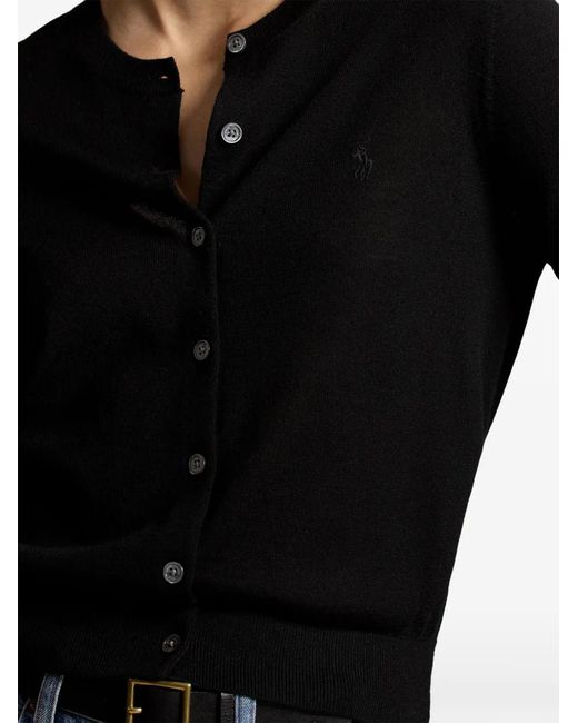 Polo Ralph Lauren Black Button-Up Wool Cardigan