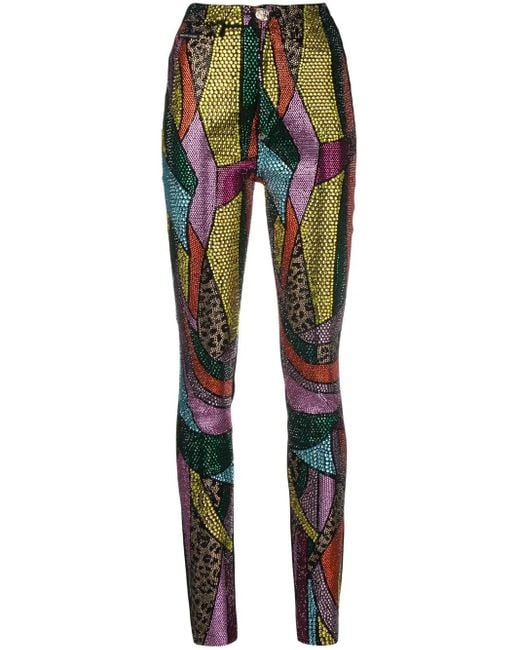 Philipp Plein Blue Patchwork Denim Jeggings