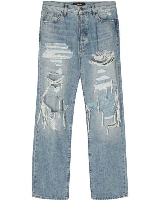 Amiri Blue Gerade Jeans im Distressed-Look